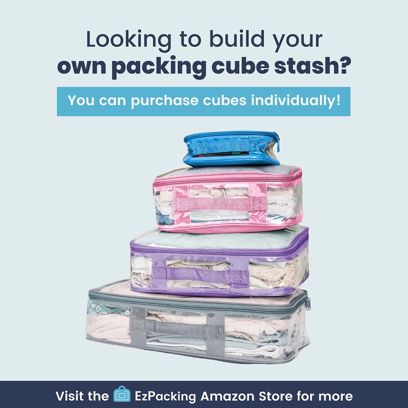 EzPacking Clear Travel Packing Cubes Set of 4 for Carry On (XS, Small, Medium, Large) / See-Through Clothes Organizer Dividers for Suitcase/Transparent Vinyl PVC Cell Pouches for Luggage (Black) - Image 5